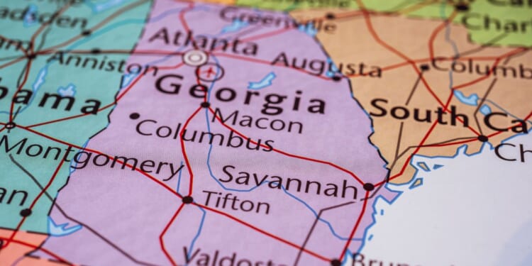 A map of Georgia is seen in the above stock image.