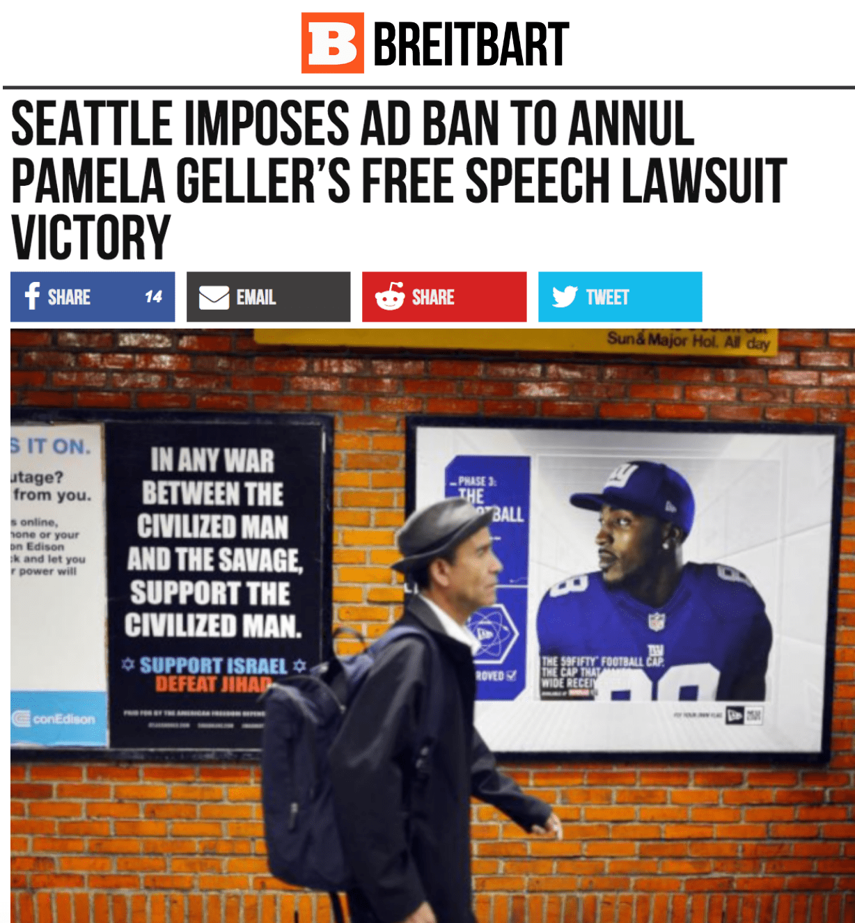 BREITBART NEWS: Seattle Imposes Ad Ban to Annul Pamela Geller’s Free Speech Lawsuit Victory