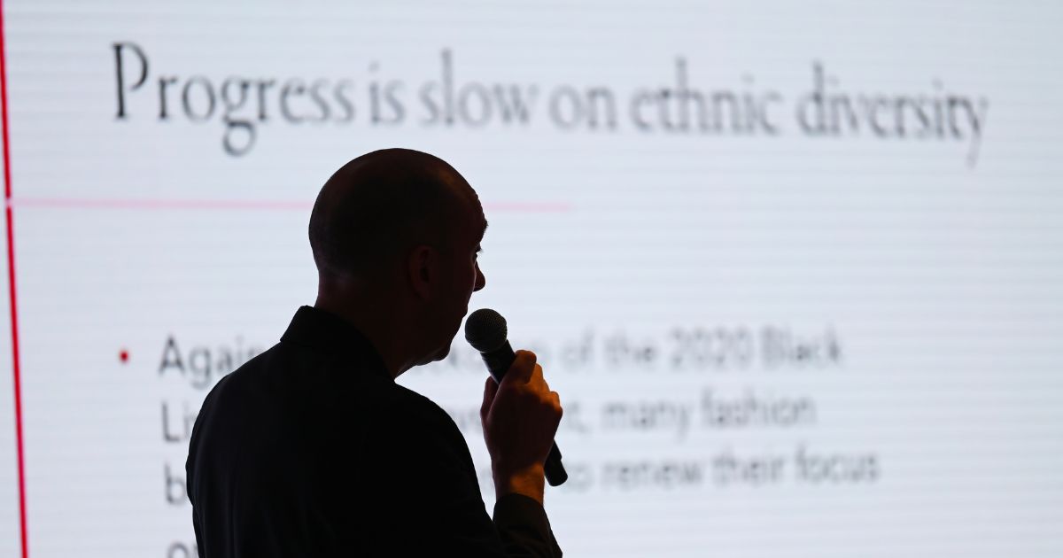 Mathew Dixon, Director of The MBS Group speaks at the Holding up a Mirror: Diversity and Inclusion in the Fashion Industry presentation during The Institute of Positive Fashion Forum 2022 on June 30, 2022 in London, England.