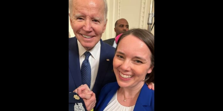 This Instagram screen shot shows Shenna Bellows with President Joe Biden.