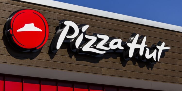 The Pizza Hut logo is seen in this stock image.