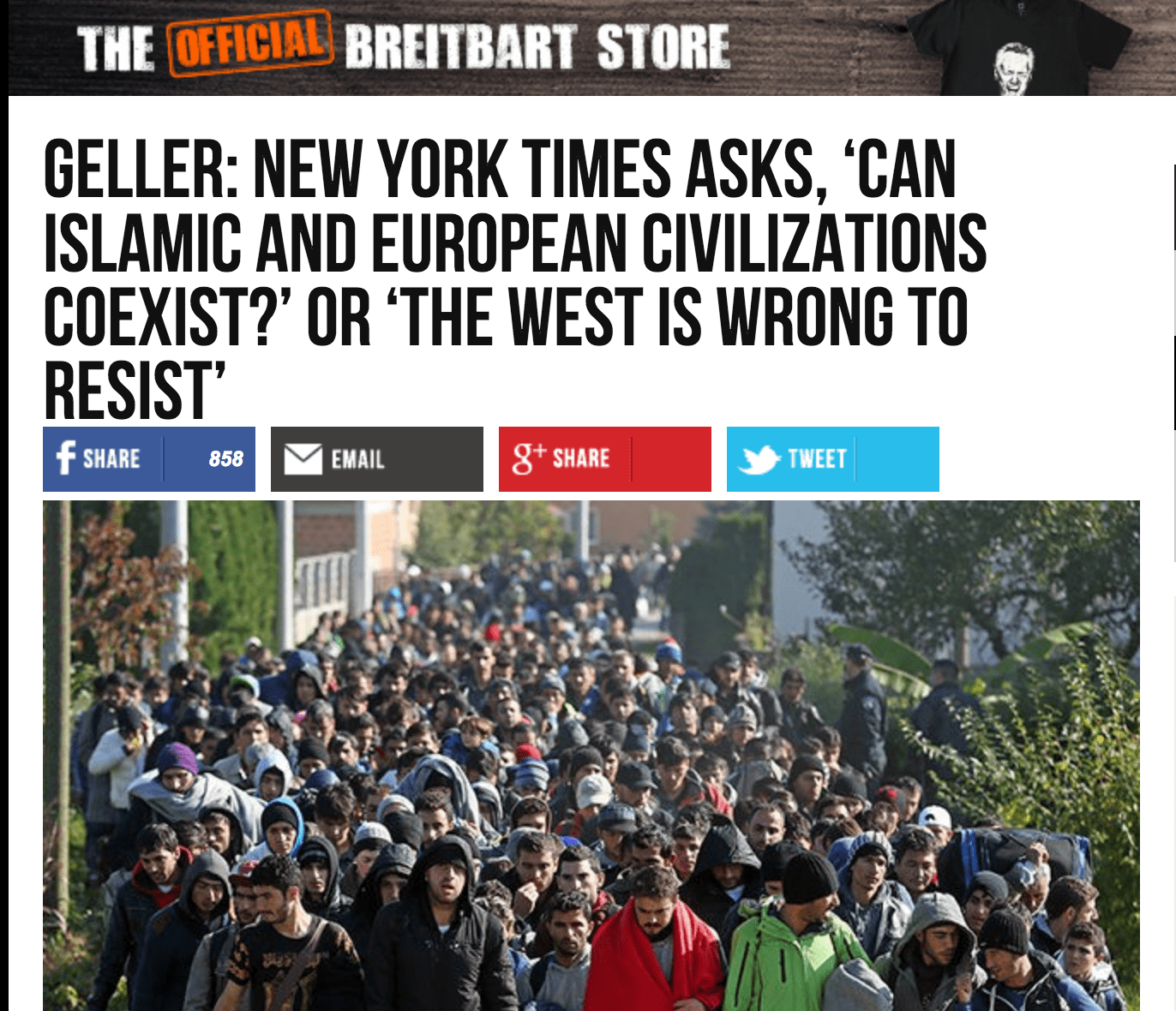 Pamela Geller, Breitbart News: New York Times Asks, ‘Can Islamic and European Civilizations Coexist?’ or ‘The West is Wrong to Resist’