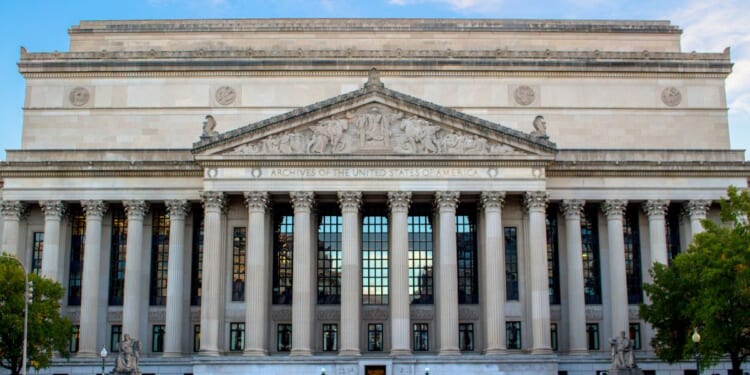 The United States National Archives and Records Administration is pictured in Washington, D.C.