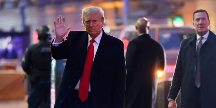 Donald Trump arriving for a news conference in New York City