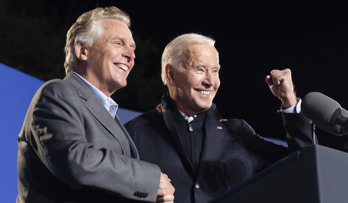 Joe Biden jokes that Democrat Terry McAuliffe is Virginia's 'real governor'