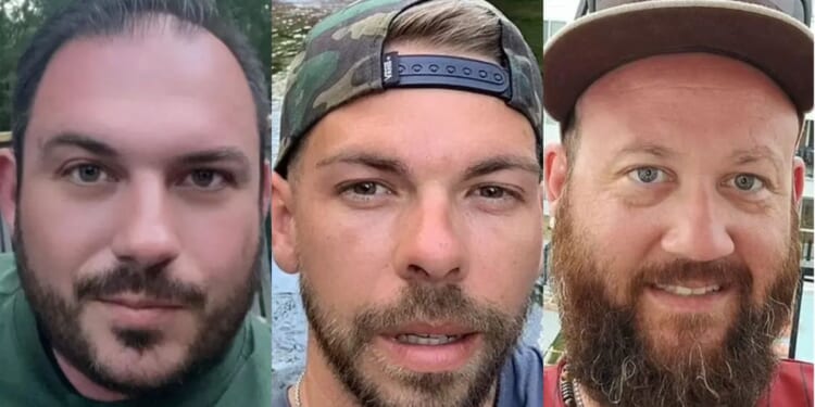 David Harrington, left; Clayton McGeeney, center; and Ricky Johnson, right, were found dead in a friend's backyard earlier this month after going there to watch an NFL game on Jan. 7.