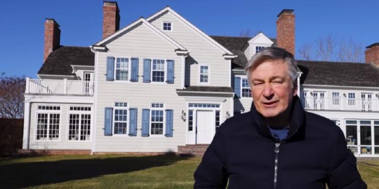 Actor Alec Baldwin is pictured out front of his Long Island mansion.