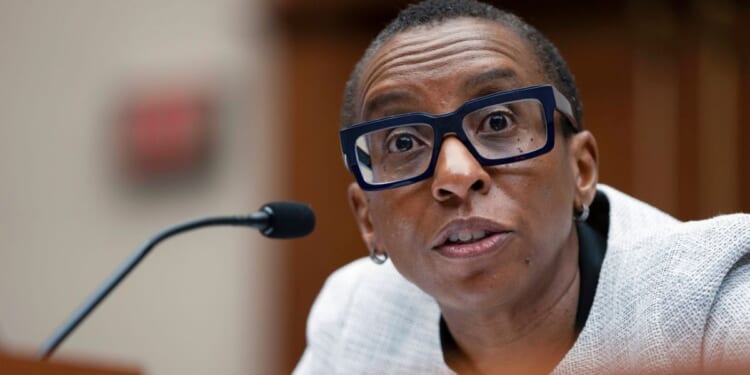 Then-Harvard President Claudine Gay peaks during a hearing of the House Committee on Education on Capitol Hill in Washington, D.C., on Dec. 5. Gay resigned from her position following accusations of plagiarism.