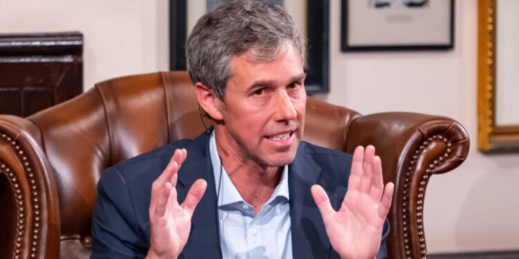 Former U.S. Rep. Beto O'Rourke speaks during his visit to the Cambridge Union in Cambridge, England, on March 17.