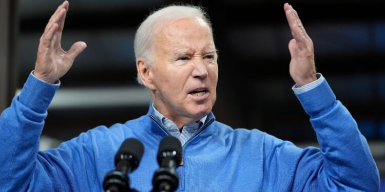 Joe Biden speaking at an event in Wisconsin