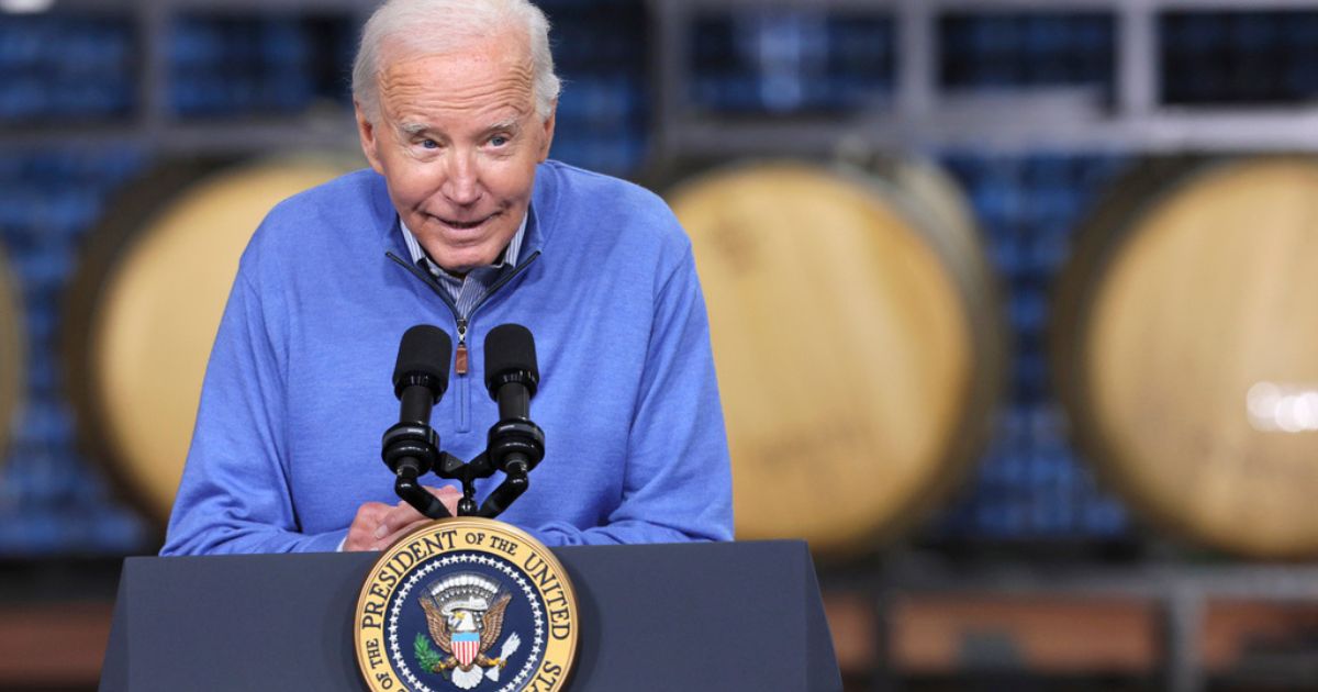 President Joe Biden speaks at Earth Rider Brewery, Thursday, in Superior, Wisconsin.