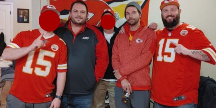 David Harrington, second from left, Clayton McGeeney, second from right, and Ricky Johnson, right, were found dead in a friend's backyard two days after they were last seen at a watch party for the Kansas City Chiefs on Jan. 7.