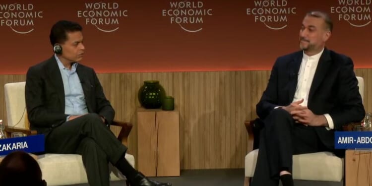 CNN's Fareed Zakaria, left, interviews Iranian Foreign Minister Hossein Amir-Abdollahian at the world Economic Forum meeting in Davos, Switzerland, Wednesday.