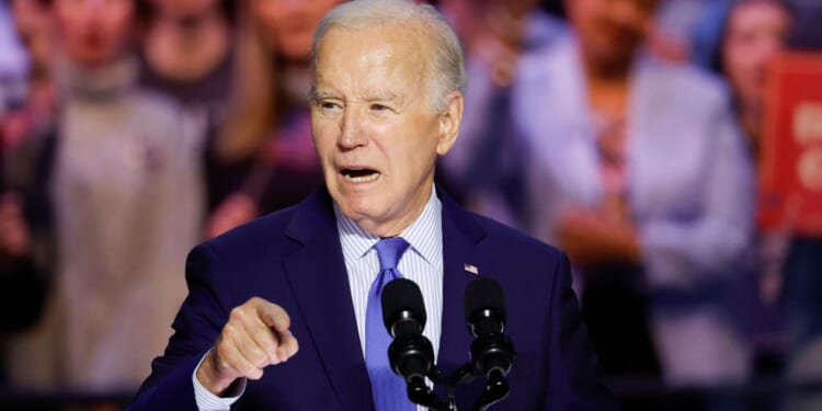 President Joe Biden speaks Tuesday at a pro-abortion rally at George Mason University in Manassas, Virginia.