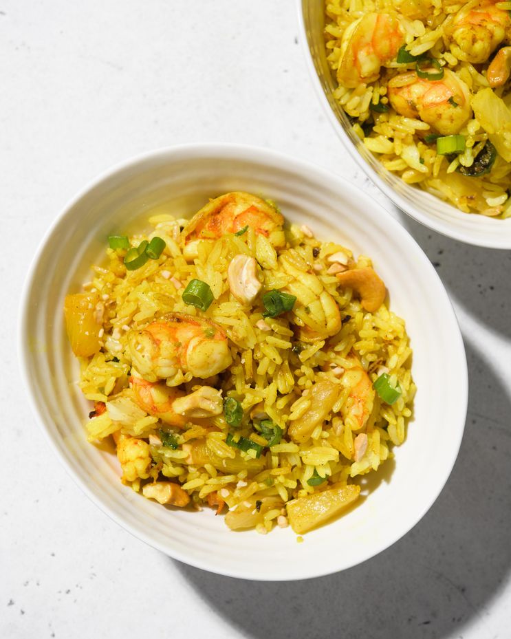 Curried fried rice with shrimp and pineapple: Perfect use for leftover rice