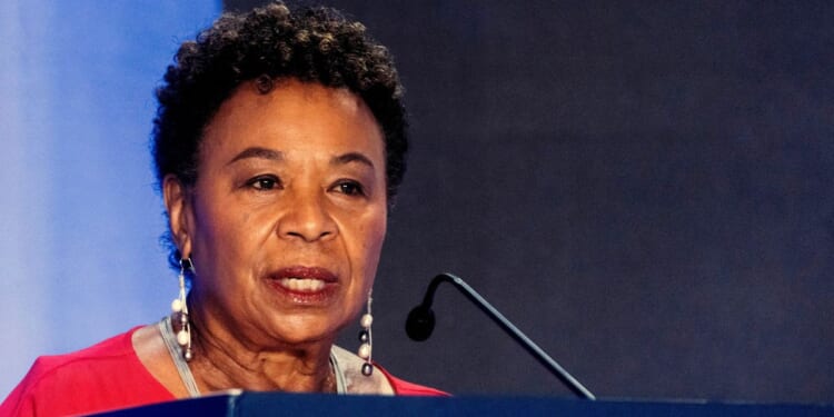 Barbara Lee speaking during a U.S. Senate Candidate Forum in Los Angeles