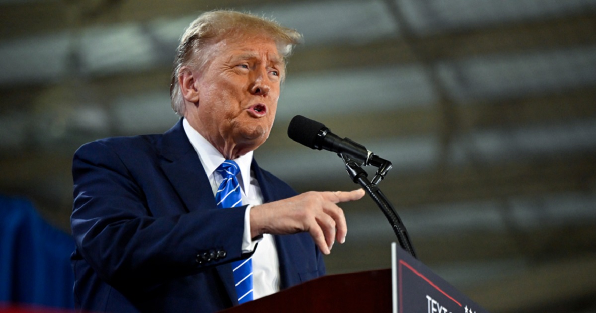 Former President Donald Trump speaks during a campaign event at Big League Dreams Las Vegas on Saturday in Las Vegas.