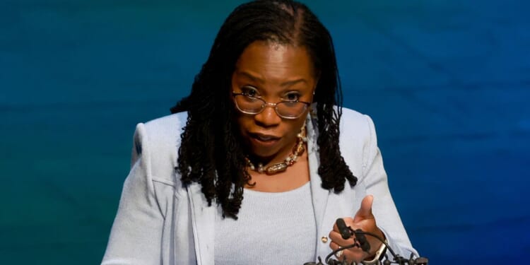 Supreme Court Associate Justice Ketanji Brown Jackson speaks during a street renaming ceremony for her in Cutler Bay, Florida, on March 6.