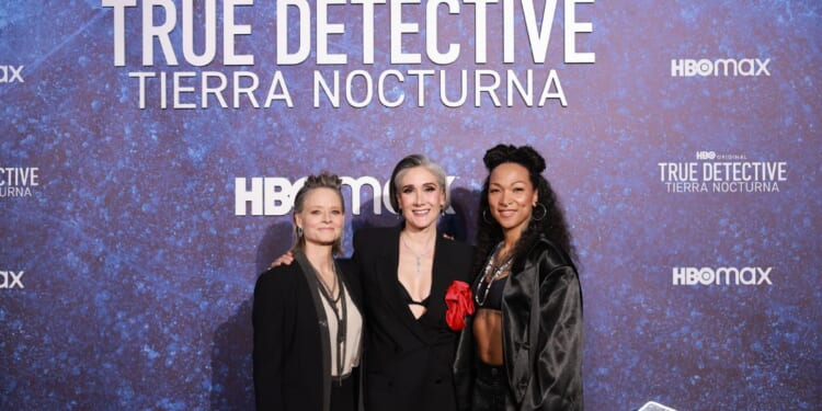 Jodie Foster, Issa Lopez and Kali Reis at the blue carpet for "True Detective: Night Country."