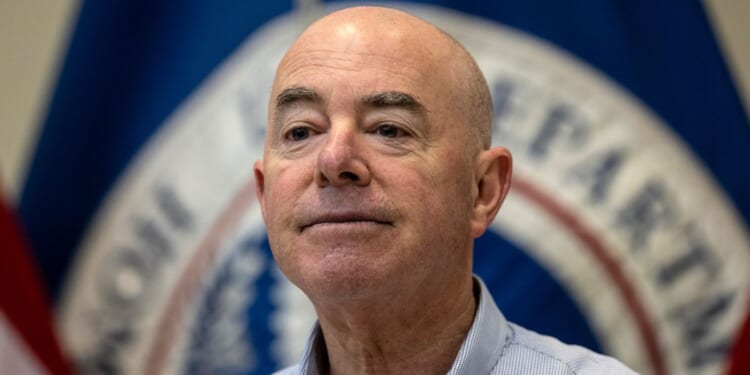 Homeland Security Secretary Alejandro Mayorkas holds a news conference at a U.S. Border Patrol station in Eagle Pass, Texas, on Jan. 8.