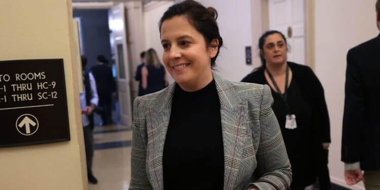 Rep. Elise Stefanik leaving a House Republican caucus meeting