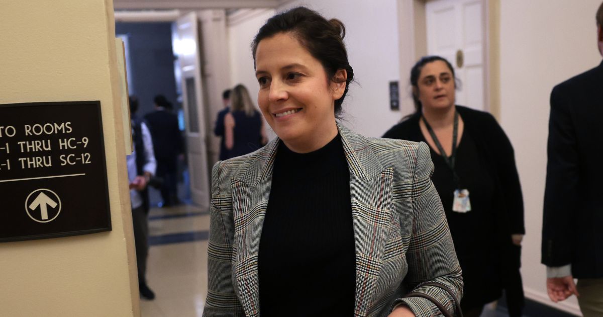 Rep. Elise Stefanik leaving a House Republican caucus meeting