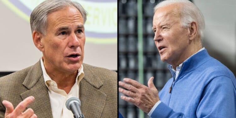 Texas Gov. Greg Abbott, left, speaks at a news conference on Oct. 17, 2022, in Beaumont, Texas. President Joe Biden speaks in Superior, Wisconsin, on Thursday.