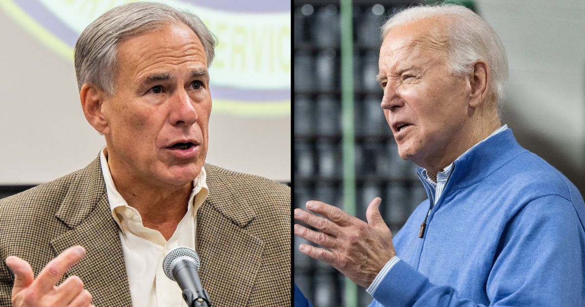 Texas Gov. Greg Abbott, left, speaks at a news conference on Oct. 17, 2022, in Beaumont, Texas. President Joe Biden speaks in Superior, Wisconsin, on Thursday.