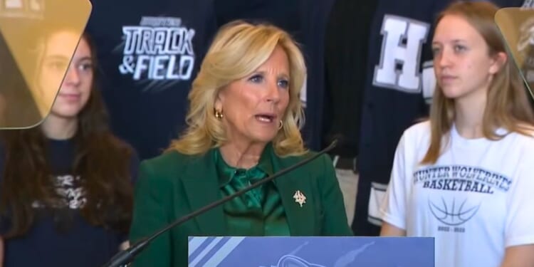 First lady Jill Biden speaks at Hunter High School in Utah.