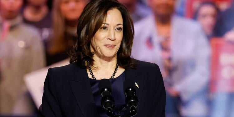 Vice President Kamala Harris speaks at a ”Reproductive Freedom Campaign Rally" in Manassas, Virginia, on Tuesday.