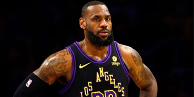 Los Angeles Lakers star LeBron James is pictured in the first half of Monday night's game at Crypto.com Arena in Los Angeles.