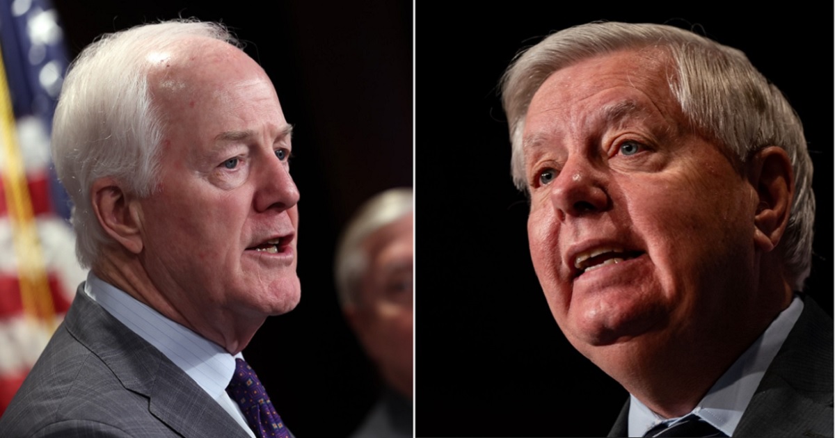 Texas Republican Sen. Cornyn, left; South Carolina Republican Sen. Lindsey Graham, right.