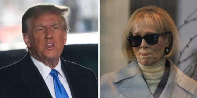 Former President Donald Trump, left, and E. Jean Carroll.