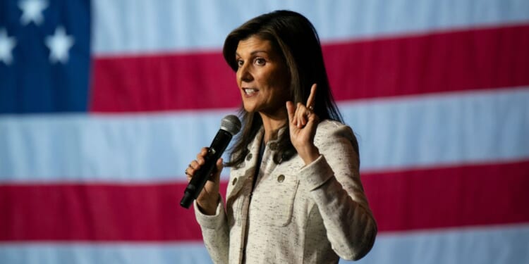 Republican presidential hopeful Nikki Haley is seen at a rally Wednesday in North Charleston, South Carolina.