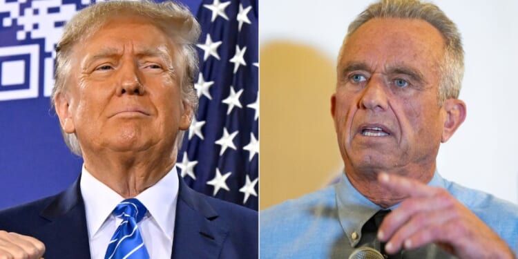 Independent presidential candidate Robert Kennedy Jr., right, indicated that he had been contacted by the campaign of former President Donald Trump, left, asking if he would be interested in running on the ticket as Trump's vice president.