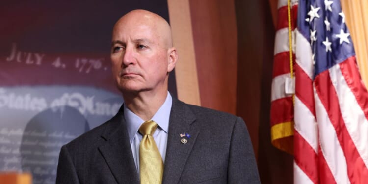 U.S. Sen. Pete Ricketts (R-NE) attends a news conference on the southern border at the U.S. Capitol on October 31, in Washington, D.C.