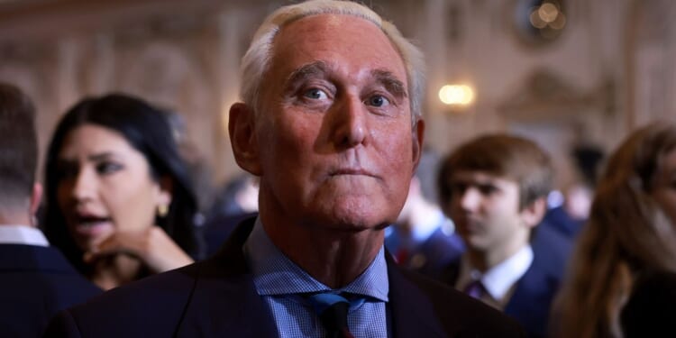 Roger Stone waits for the arrival of former President Donald Trump during an event at Trump's Mar-a-Lago home in Palm Beach, Florida, on Nov. 15, 2022.