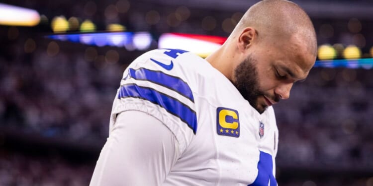 Dak Prescott, with the Dallas Cowboys, before an NFL wild-card playoff game between the Cowboys and the Green Bay Packers at AT&T Stadium, Jan. 14, in Arlington, Texas.