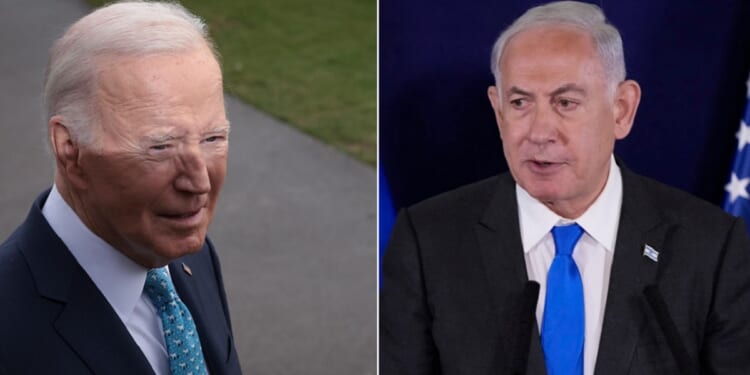 President Joe Biden, left, pictured speaking to reporters outside the White House on Tuesday. Israeli Prime Minister Benjamin Netanyahu, right, is pictured in a file photo from Oct. 12 in Tel Aviv, Israel.