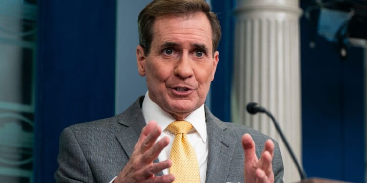 NSC Coordinator for Strategic Communications John Kirby speaks during a briefing to the media at the White House in Washington, D.C., on Jan. 9.