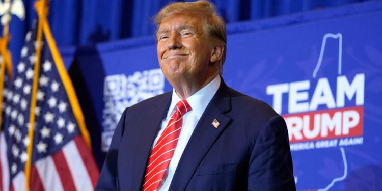 Donald Trump at a campaign event in Concord, New Hampshire