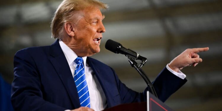 Former President Donald Trump speaks during a campaign event in Las Vegas, Nevada, on Saturday.