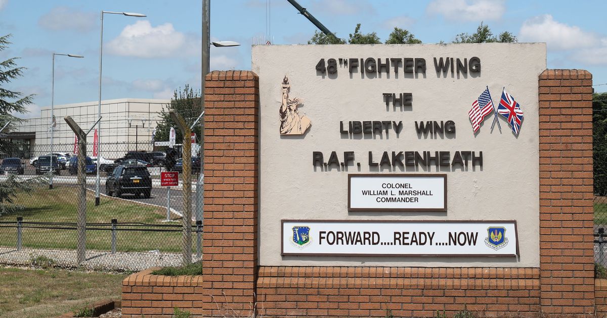 sign at the entrance to British Royal Air Force base RAF Lakenheath