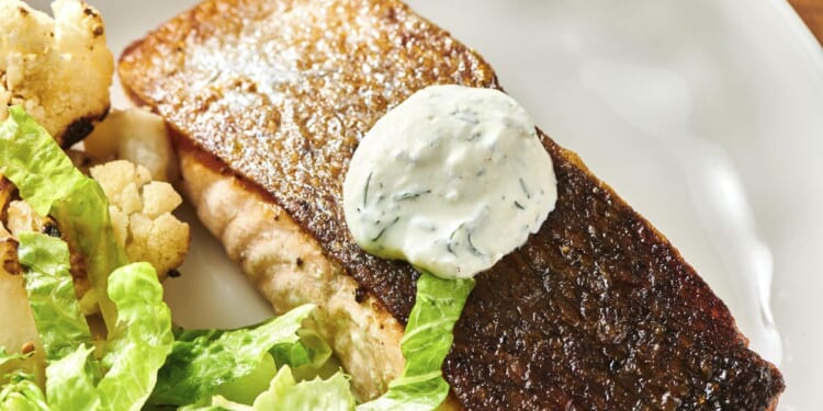 RECIPE: Crispy-skinned salmon with dill sauce