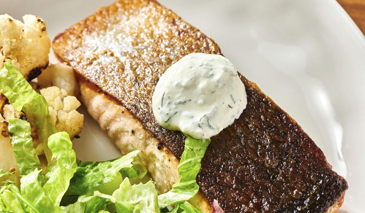 RECIPE: Crispy-skinned salmon with dill sauce