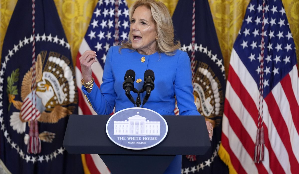 First lady Jill Biden implores an 'often mired in gridlock' Congress to follow governors' lead