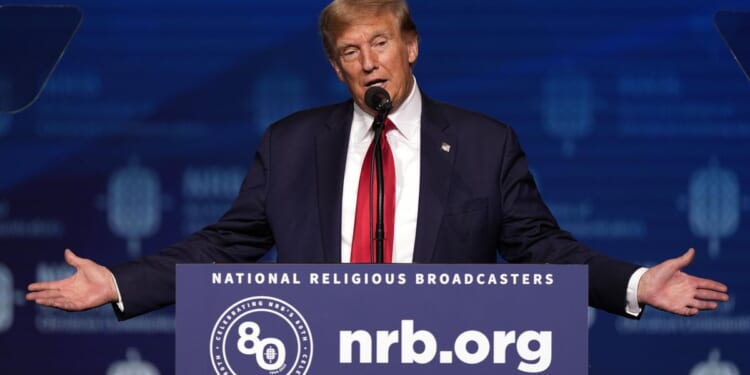 Trump tells religious broadcasters he'll defend Christianity against perceived threats from the left