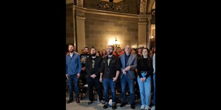 Pro-life Christians in Missouri sing in the state Capitol.