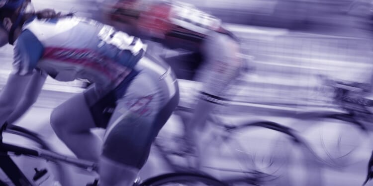 A stock photo shows women cyclists in a race.