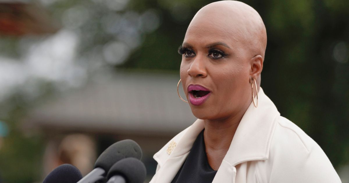 Rep. Ayanna Pressley, D-Mass., talks during a press conference on Capitol Hill to call for a ceasefire in Israel and Gaza, Oct. 20, in Washington.